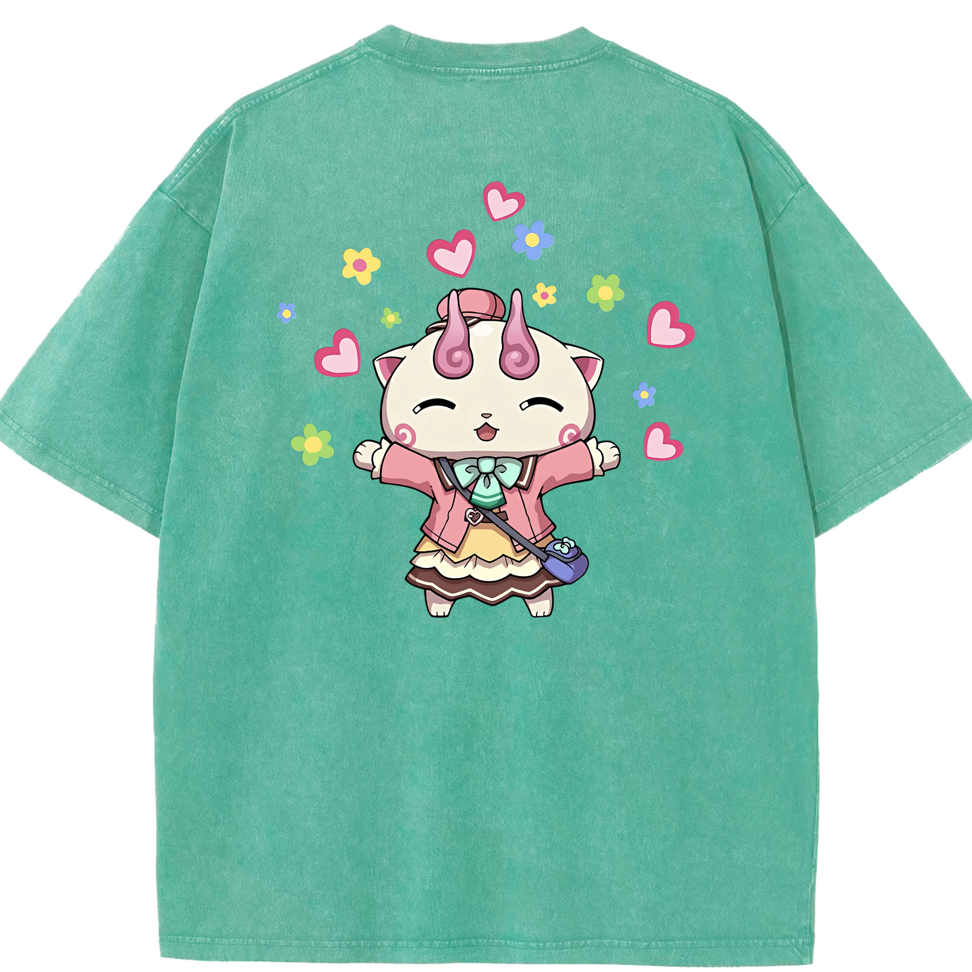 （画像用） 妖怪ウォッチ Yo-kai Watch 綿100% ヴィンテージ風 半袖Tシャツ（背面プリント）